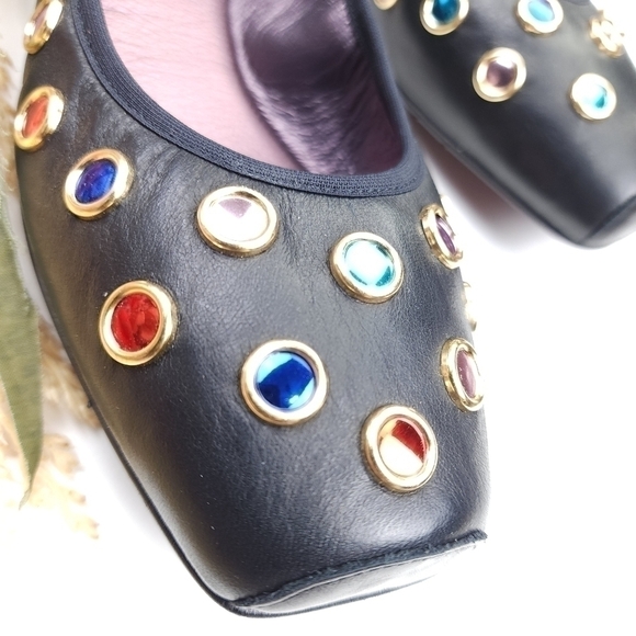 RAS Luxury Brand Blue Jeweled Ballet Flats Sz 38 - Picture 6 of 9